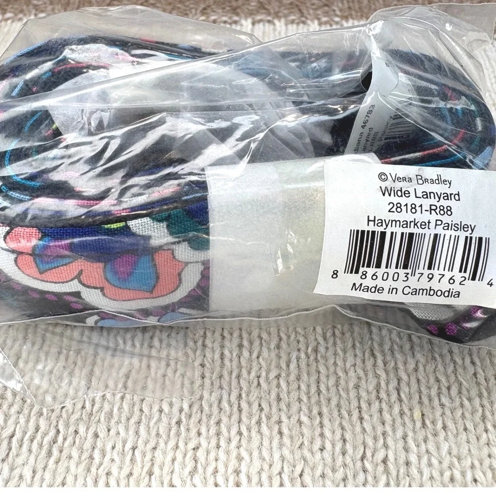 Vera Bradley Retired Haymarket Paisley Wide Lanyard NWT Sealed ID Badge Key Ring